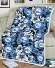 PHI 76ers White And Blue Hibiscus Dark Blue Background 3D Fleece Sherpa Blanket