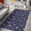 DEN Small Hibiscus Buds Navy Background Printed Area Rug