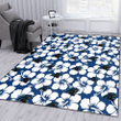 CAR Modern White Hibiscus Navy Background Printed Area Rug