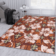 NO Bisque Hibiscus Brown Pattern Printed Area Rug