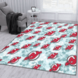 NJD Pale Turquoise Hibiscus Light Cyan Background Printed Area Rug