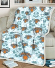 New York Knicks Pale Turquoise Hibiscus Light Cyan Background 3D Fleece Sherpa Blanket
