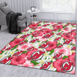 NJD White Porcelain Flower Pink Hibiscus White Background Printed Area Rug