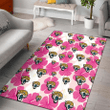 JAX Pink White Hibiscus Misty Rose Background Printed Area Rug