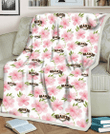 SF Light Pink Hibiscus White Background 3D Fleece Sherpa Blanket