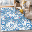 PHI 76ers White Hibiscus Orchid Light Blue Background Printed Area Rug