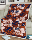 TB Lightning Bisque Hibiscus Brown Pattern 3D Fleece Sherpa Blanket
