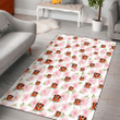CIN Light Pink Hibiscus White Background Printed Area Rug