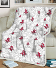 HOU Sketch Hibiscus White Background 3D Fleece Sherpa Blanket