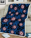 WSH Black Dark Blue Hibiscus Black Background 3D Fleece Sherpa Blanket