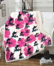 Miami Marlins Pink White Hibiscus Misty Rose Background 3D Fleece Sherpa Blanket