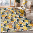 Miami Marlins Brown Yellow Hibiscus White Background Printed Area Rug