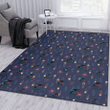Miami Marlins Small Hibiscus Buds Navy Background Printed Area Rug