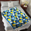 Miami Marlins Yellow White Hibiscus Powder Blue Background 3D Fleece Sherpa Blanket