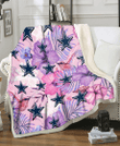 Dallas Cowboys White Purple Hibiscus Pink Hummingbird Pink Background 3D Fleece Sherpa Blanket