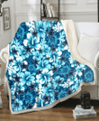Dallas Cowboys White Blue Hibiscus Blue Background 3D Fleece Sherpa Blanket
