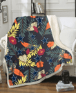 Dallas Cowboys Red And Orange Hibiscus Black Background 3D Fleece Sherpa Blanket