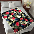 Dallas Cowboys Red Hibiscus Yellow Porcelain Flower Black Background 3D Fleece Sherpa Blanket