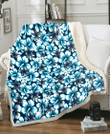 Dallas Cowboys Blue Line White Hibiscus Black Background 3D Fleece Sherpa Blanket
