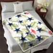 Dallas Cowboys Light Salmon Hibiscus Green Leaf White Background 3D Fleece Sherpa Blanket