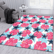 Dallas Cowboys Pink Blue Hibiscus White Background Printed Area Rug