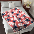 Dallas Cowboys White Hibiscus Indian Red Background 3D Fleece Sherpa Blanket
