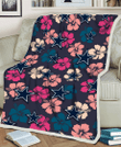 Dallas Cowboys Colorful Hibiscus Black Background 3D Fleece Sherpa Blanket