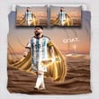 Messi With Qatar World Cup 2022 Trophy G.O.A.T Bedding Set