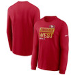 San Francisco 49ers 2022 West Division Champions Locker Room Trophy Red Long Sleeve T-Shirt