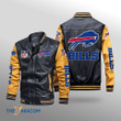 American Football Team Bisons Bills Gift For Fan  Team Many Symbol Leather Bomber Jacket Outerwear Christmas Gift
