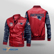 New England Pat American Football Team Patriots Gift For Fan Team Badge Leather Bomber Jacket Outerwear Christmas Gift
