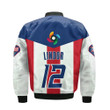 Puerto Rico Flag Pattern Lindor #12 World Baseball Classic White Red And Blue 3D Bomber Jacket