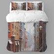 A Cityscape In The Winter Printed Bedding Set Bedroom Decor Oil Painting Design