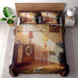 A Cozy Living Room Scene From The 1950s Retro Printed Bedding Set Bedroom Decor