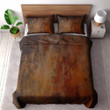 A Grungy Background With Burnt Orange Printed Bedding Set Bedroom Decor