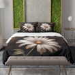 A Colossal Daisy Printed Bedding Set Bedroom Decor Dark Background Floral Design
