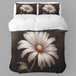 A Colossal Daisy Printed Bedding Set Bedroom Decor Dark Background Floral Design