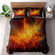 A Cosmic Explosion Of Orange Tones Printed Bedding Set Bedroom Decor Digital Painting Galaxy Design