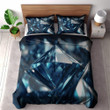 A Close Up Of A Blue Diamond Printed Bedding Set Bedroom Decor
