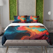 A Dynamic Gradient Mix Printed Bedding Set Bedroom Decor Swirling Gradient Design