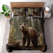 A Grizzly Bear Standing In The Forest Printed Bedding Set Bedroom Decor Painting Hunting Design