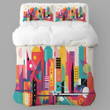 A Colorful Abstract City Skyline And Cityscape Printed Bedding Set Bedroom Decor