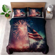 American Flag And Fireworks Printed Bedding Set Bedroom Decor Patriotic Design