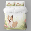 Adorable Dog Running Printed Bedding Set Bedroom Decor Anime Design
