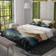 A Panoramic Mountain Printed Bedding Set Bedroom Decor Watercolor Painting Design