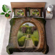 An Arch Leading Into A Garden With A Stone Gate Printed Bedding Set Bedroom Decor