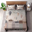 An Image Of Hot Air Balloons Printed Bedding Set Bedroom Decor For Kids