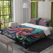 A Whimsical Octopus On Brick Wall Printed Bedding Set Bedroom Decor Graffiti Design
