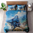 A Steam Train Printed Bedding Set Bedroom Decor Painting Landscape Design
