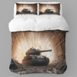 A Tank And Explosion Printed Bedding Set Bedroom Decor Realistic Design